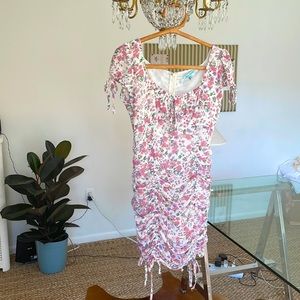 Adjustable floral ruched dress
